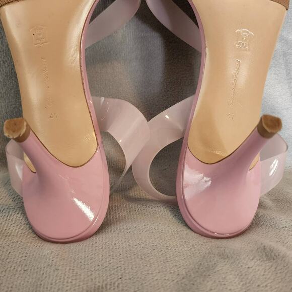 Gianvito Rossi Metropolis Pale Pink PVC Heels Open Toe Size 11 / IT 41 - Picture 4 of 9